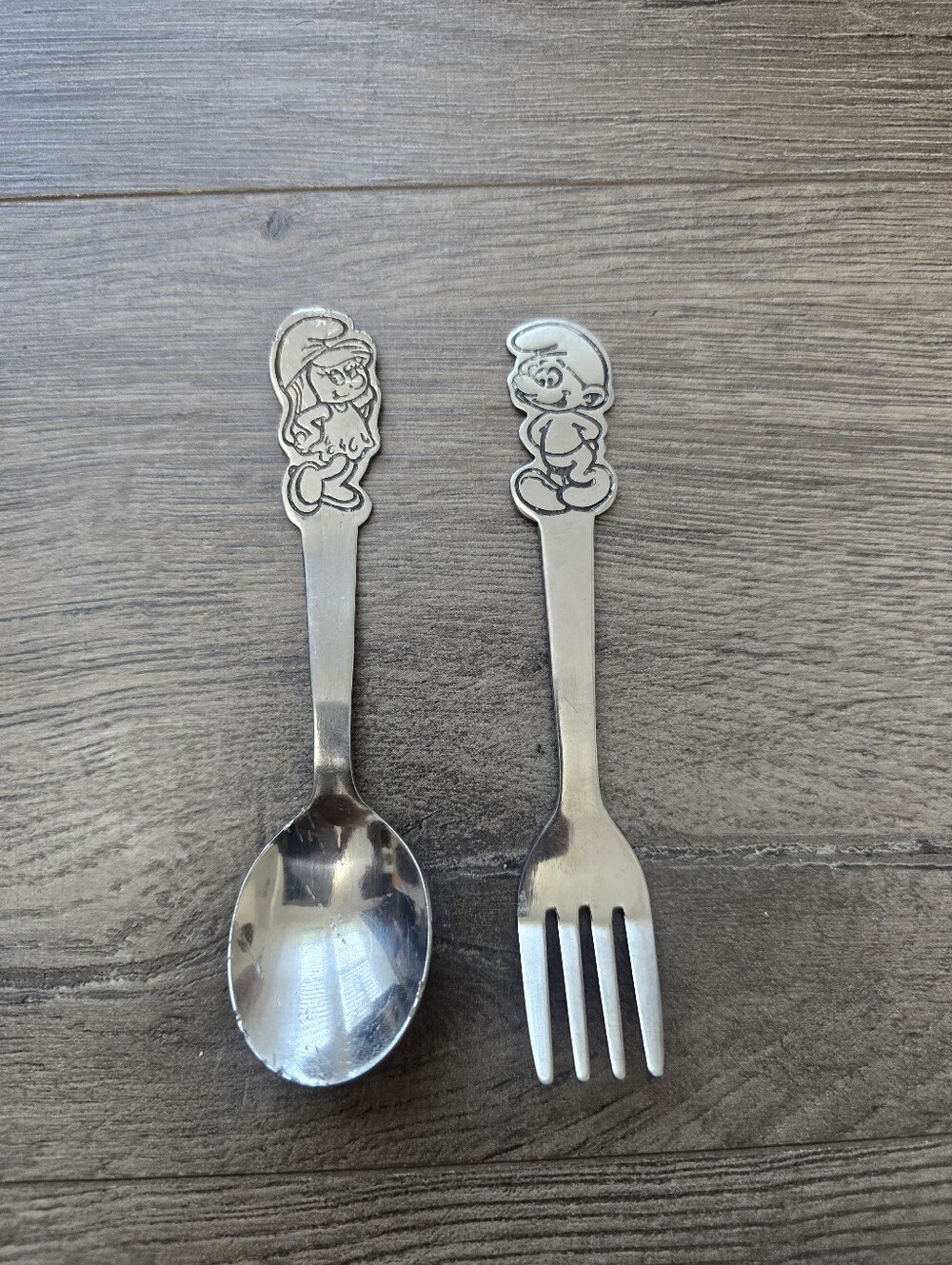 80's Children's Flatware Smurfette And Smurf